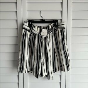 White & Black Tie Shorts